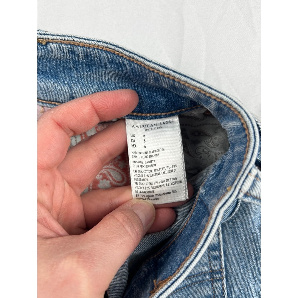 American Eagle Hi-Rise Distressed Paisley Bandana festival Streetwear boho short - Picture 5 of 7